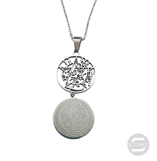 600103606 Collar Acero Tetragramaton San Benito Cadena 40+5 Cms