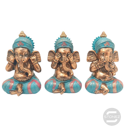 600103636 Juego 3 Figura Ganesha En Resina 15 Cms Aprox VER OIR CALLAR