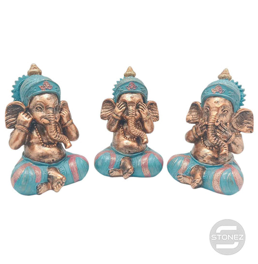 600103636 Juego 3 Figura Ganesha En Resina 15 Cms Aprox VER OIR CALLAR