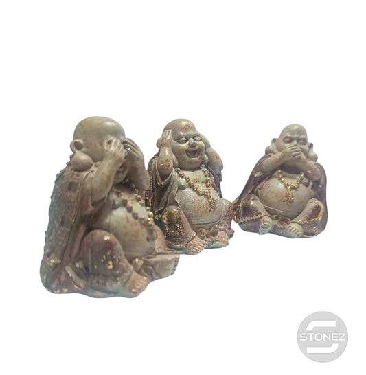 600103640 Juego Figuras Buada Feliz Ver Oir Callar En Resina 7 Cms Aprox