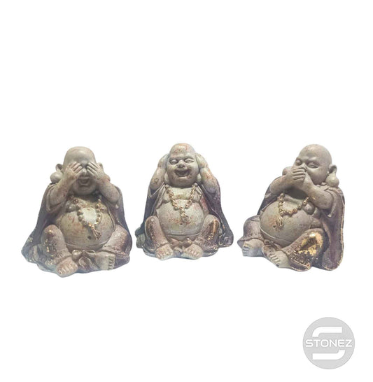 600103640 Juego Figuras Buada Feliz Ver Oir Callar En Resina 7 Cms Aprox