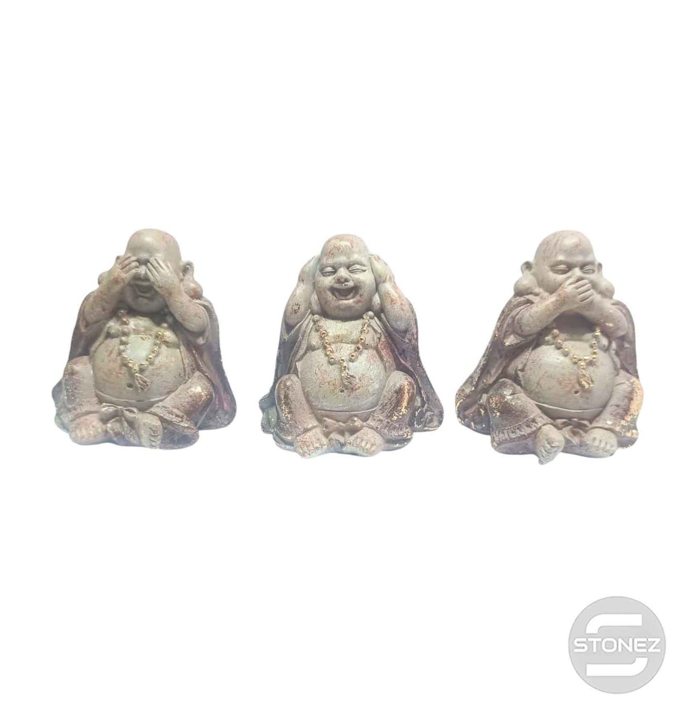 600103640 Juego Figuras Buada Feliz Ver Oir Callar En Resina 7 Cms Aprox