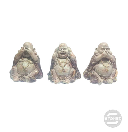 600103640 Juego Figuras Buada Feliz Ver Oir Callar En Resina 7 Cms Aprox