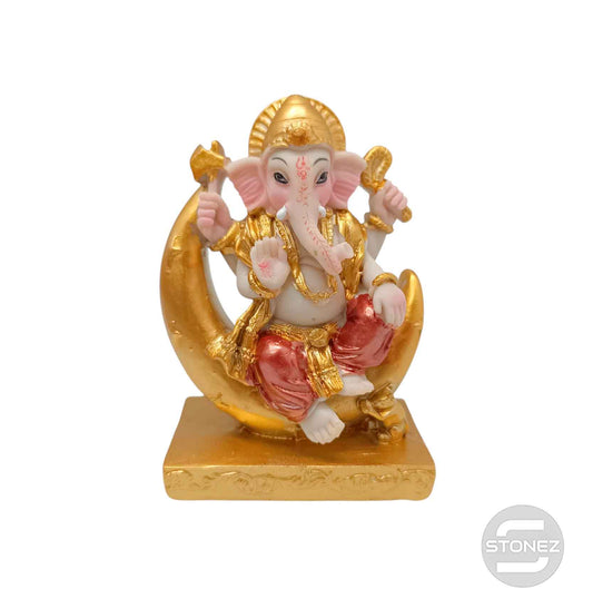 600103738 Figura En Resina Ganesha Encima De Luna 11 Cms Aprox