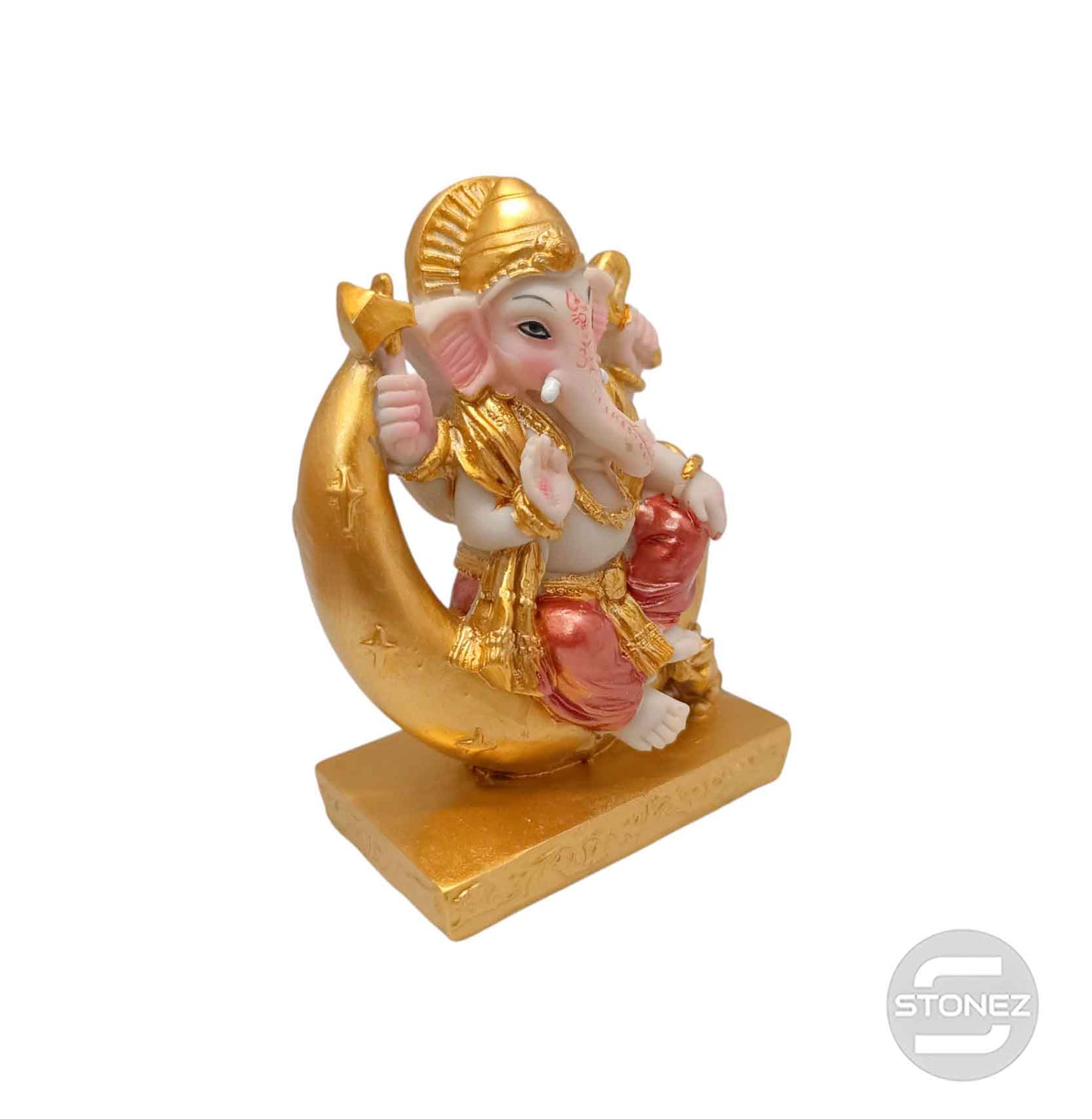 600103738 Figura En Resina Ganesha Encima De Luna 11 Cms Aprox