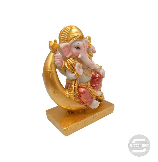 600103738 Figura En Resina Ganesha Encima De Luna 11 Cms Aprox