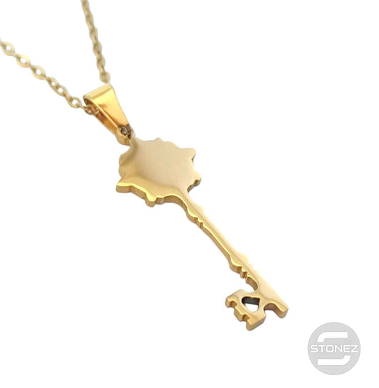 600103989 Collar Acero Dorado Llave De La Felicidad Cadena 42+5 Cms