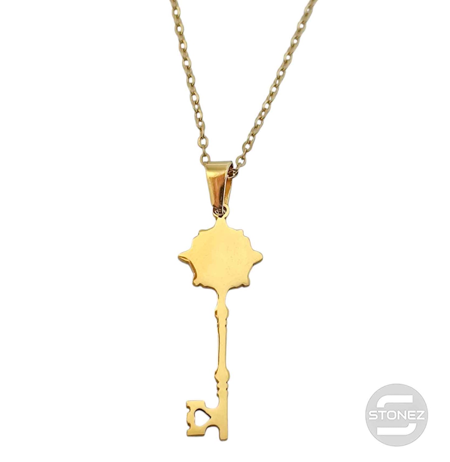 600103989 Collar Acero Dorado Llave De La Felicidad Cadena 42+5 Cms