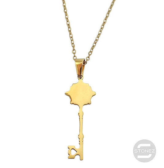 600103989 Collar Acero Dorado Llave De La Felicidad Cadena 42+5 Cms