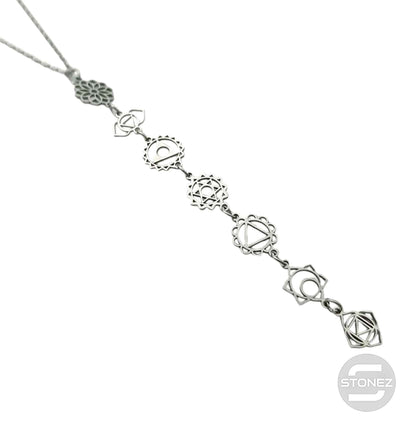Collar Acero Simbolos 7 Chakras Cadena 42+5 Cms
