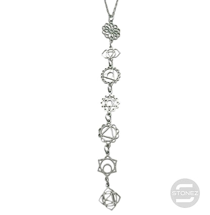 Collar Acero Simbolos 7 Chakras Cadena 42+5 Cms