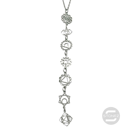 600103992 Collar Acero Simbolos 7 Chakras Cadena 42+5 Cms