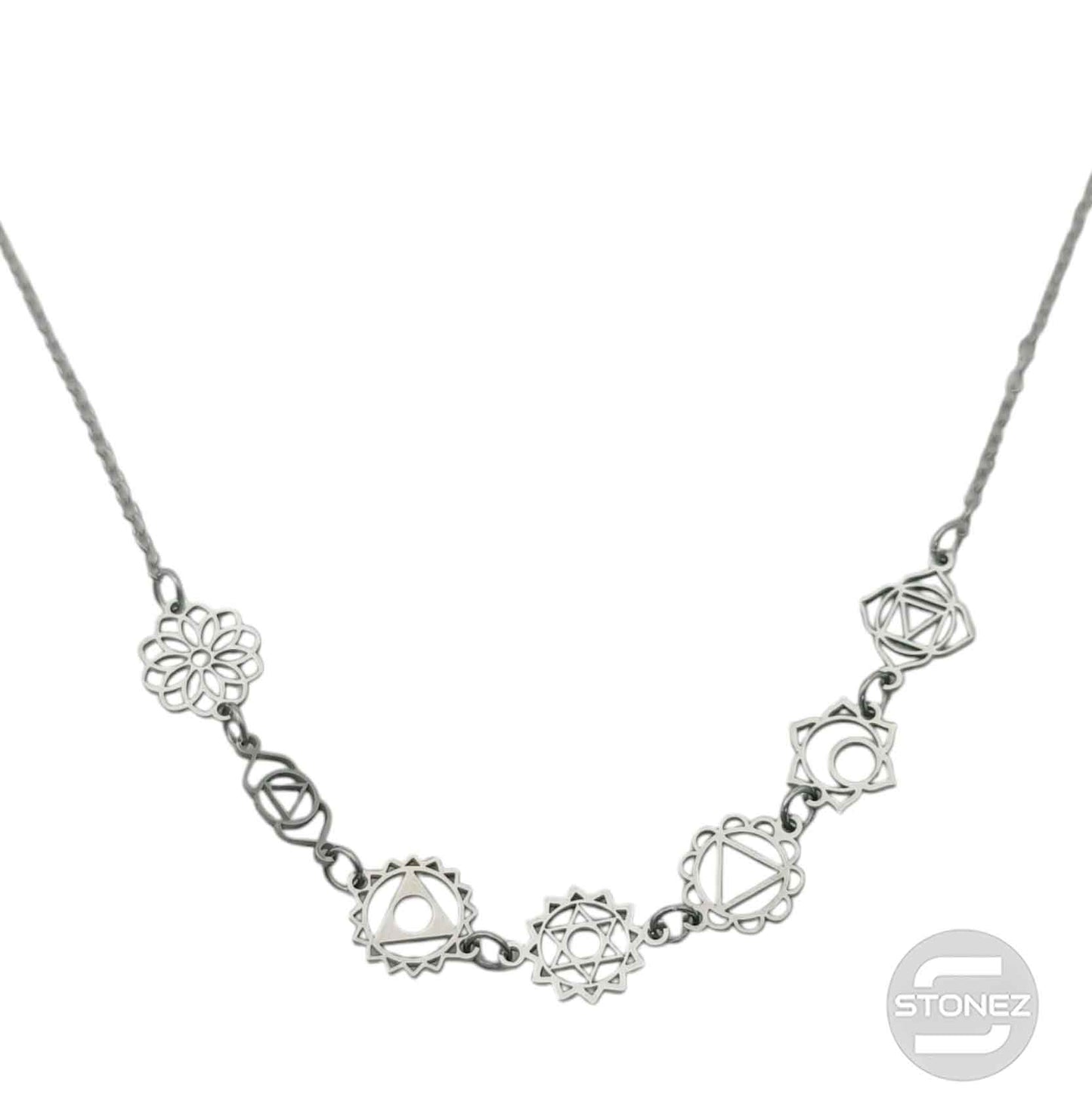 600104004 Collar Acero Simbolos 7 Chakras 40 cms