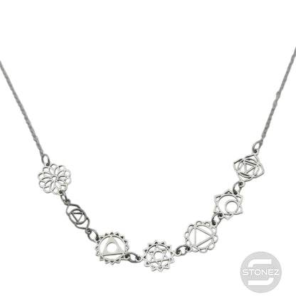 Collar Acero Simbolos 7 Chakras 40 cms - stonez