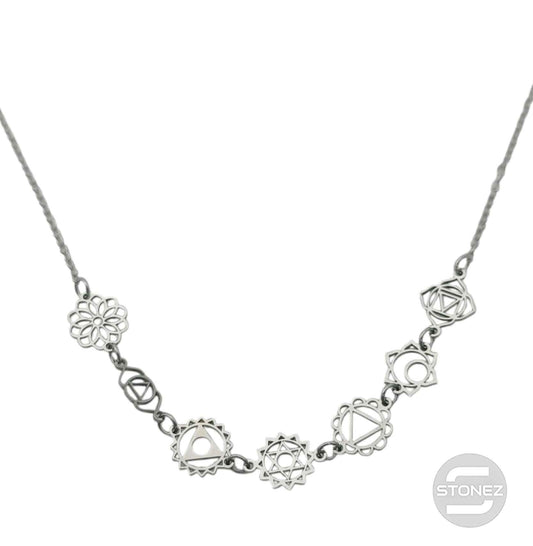 600104004 Collar Acero Simbolos 7 Chakras 40 cms