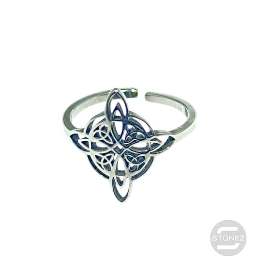 Anillo Acero Adaptable Nudo De Brujas