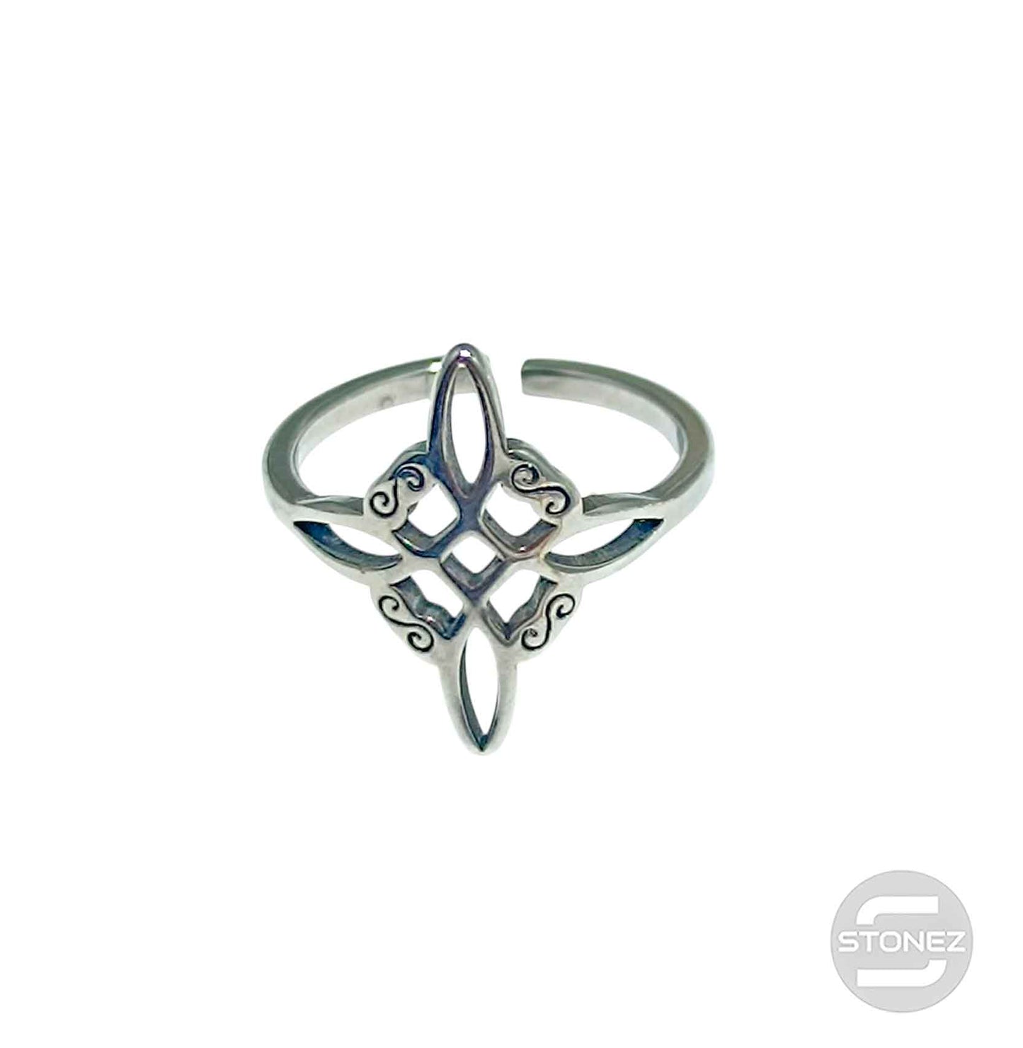 Anillo Acero Adaptable Nudo De Brujas