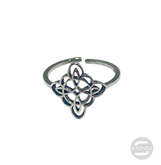 Anillo Acero Adaptable Nudo De Brujas