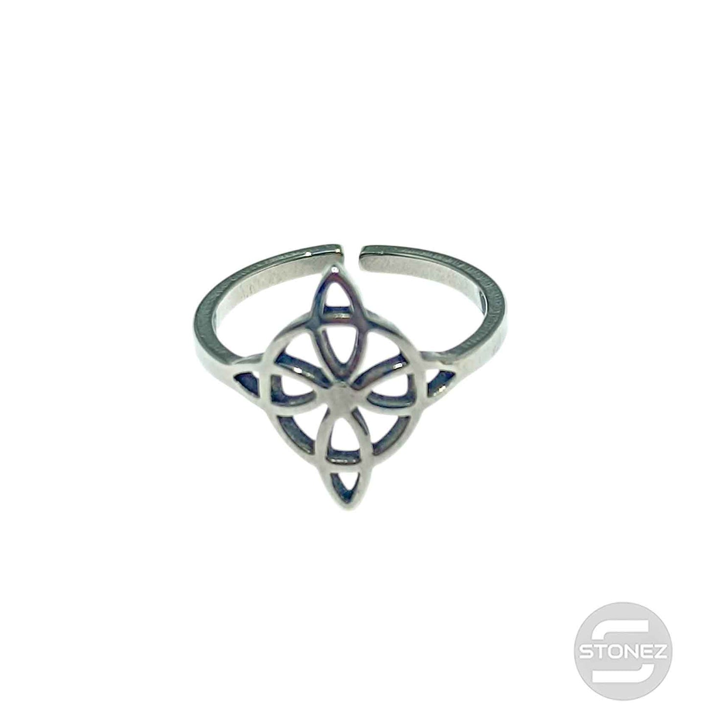 Anillo Acero Adaptable Nudo De Brujas