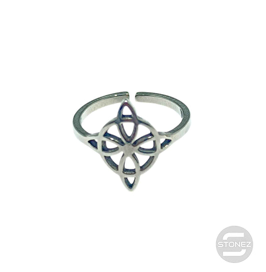 Anillo Acero Adaptable Nudo De Brujas