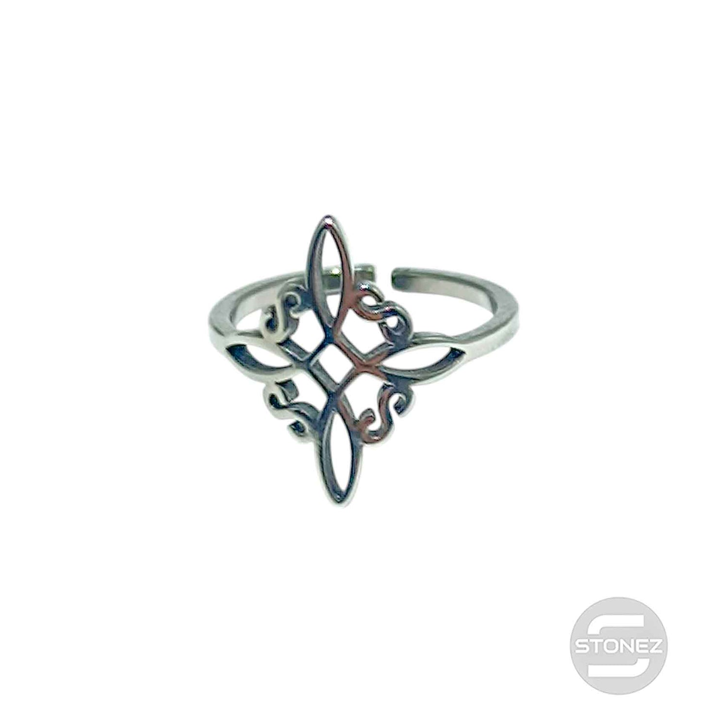 Anillo Acero Adaptable Nudo De Brujas