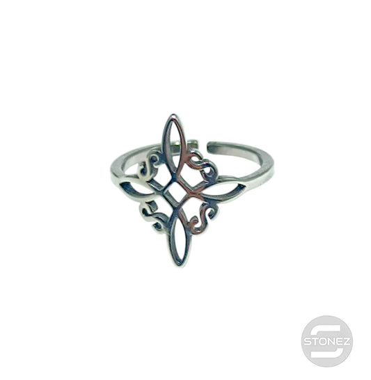 Anillo Acero Adaptable Nudo De Brujas