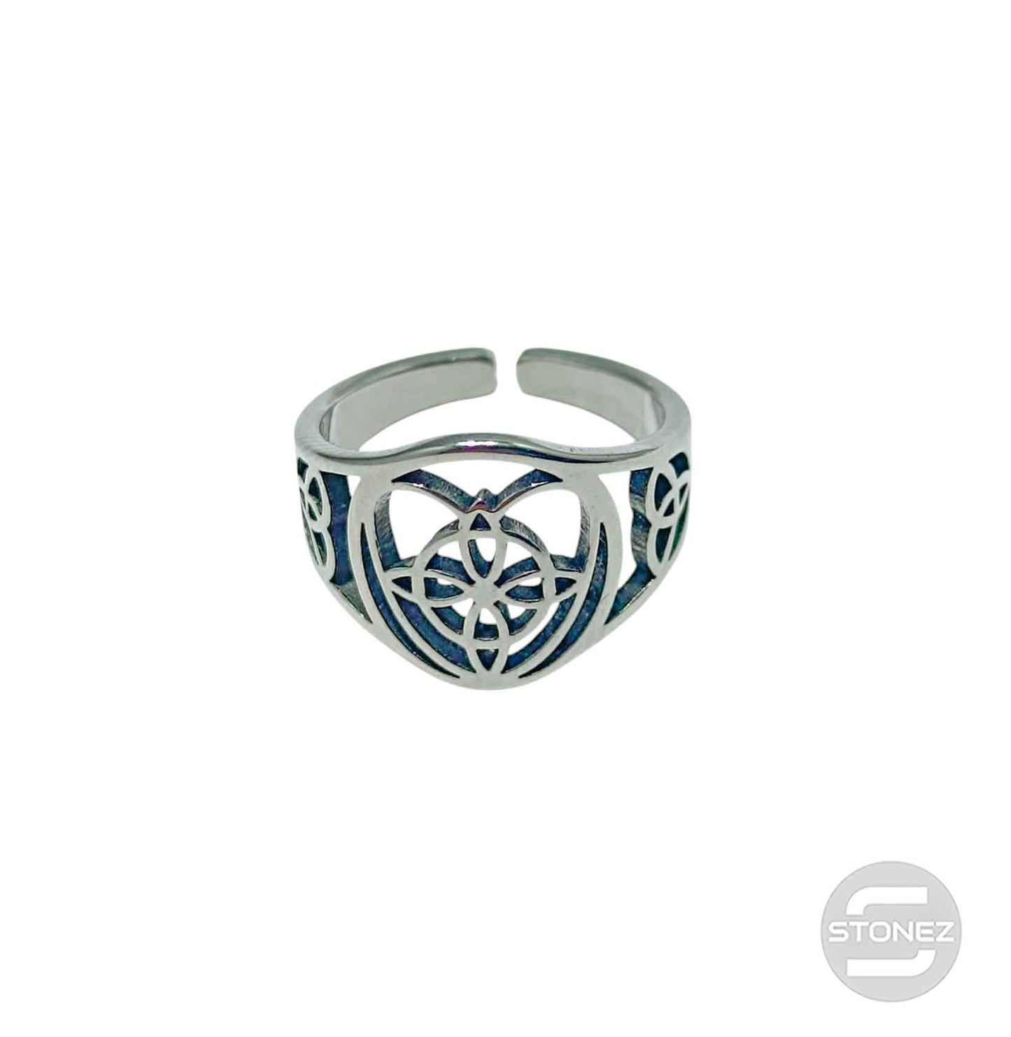 Anillo Acero Adaptable Nudo De Brujas
