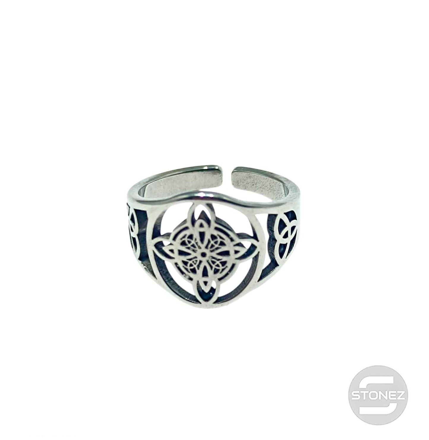 Anillo Acero Adaptable Nudo De Brujas