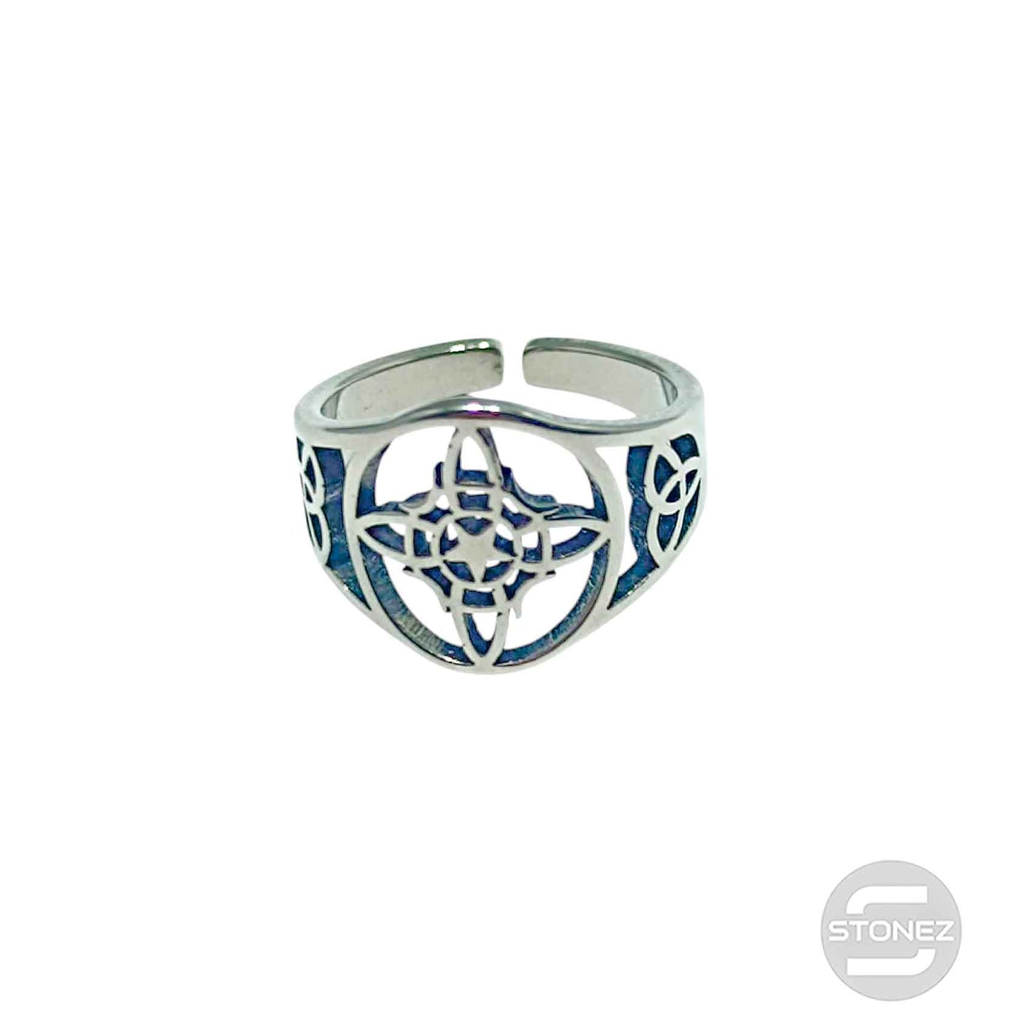 Anillo Acero Adaptable Nudo De Brujas