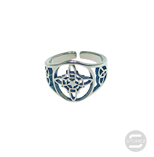 Anillo Acero Adaptable Nudo De Brujas
