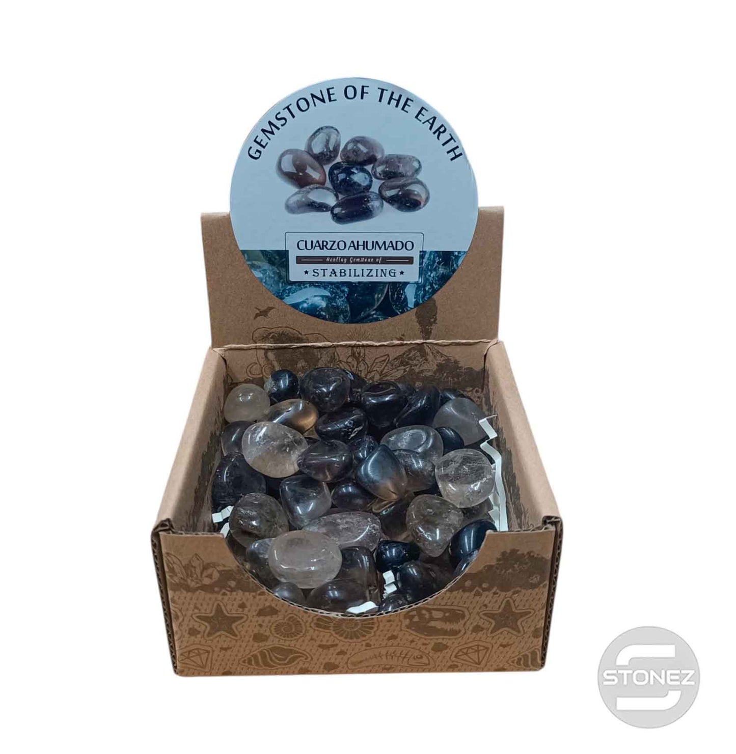 600104070 Caja Canto Rodado CUARZO AHUMADO 500 gramos Tamaños Surtido Desde 2 Hasta 3 cms Aprox) El total de las piezas puede Variar