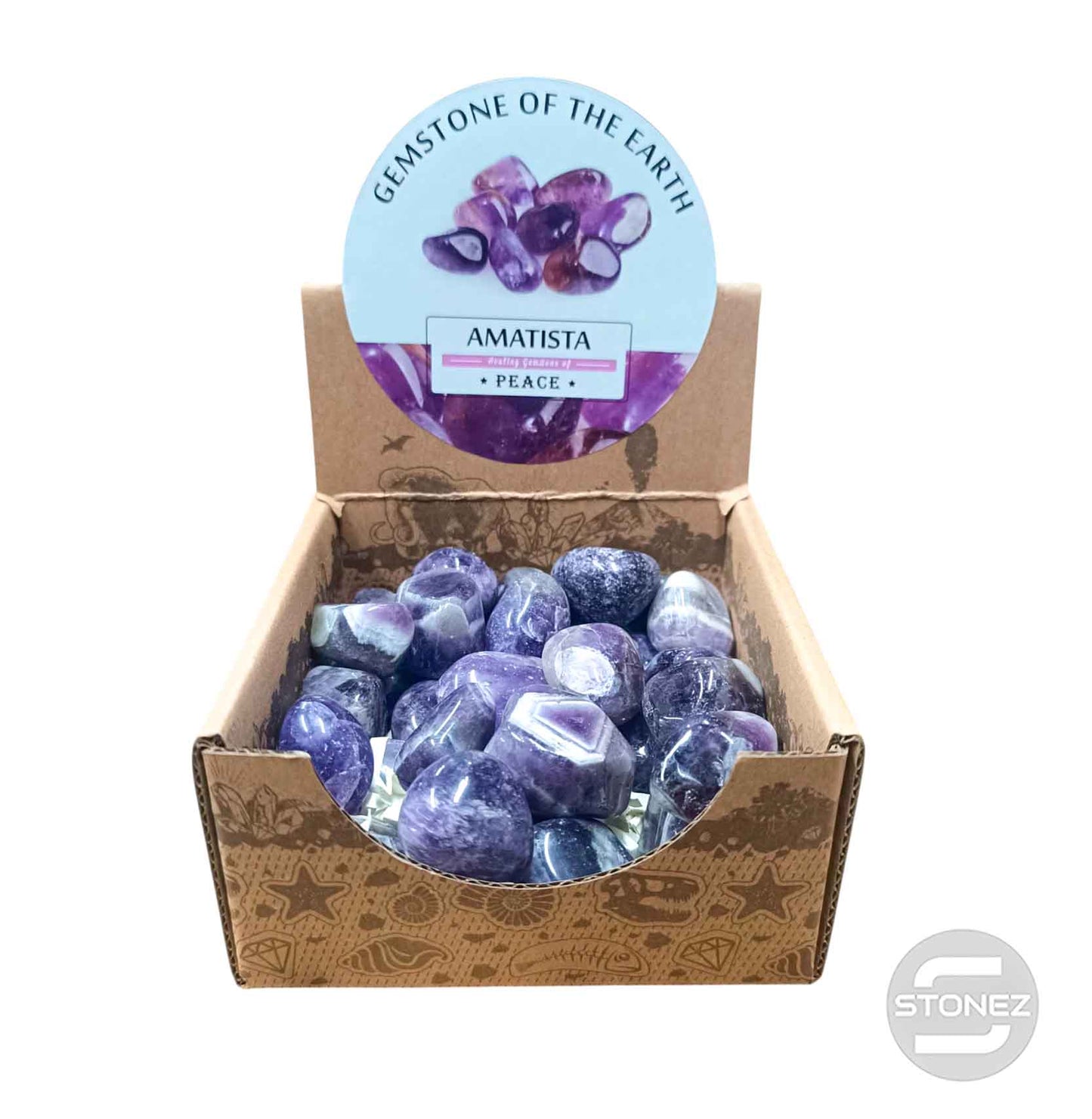 600104070 Caja Canto Rodado AMATISTA 500 gramos Tamaños Surtido Desde 2 Hasta 3 cms Aprox) El total de las piezas puede Variar