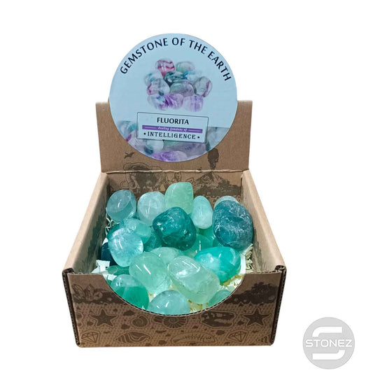 600104070 Caja Canto Rodado FLUORITA 500 gramos Tamaños Surtido Desde 2 Hasta 3 cms Aprox) El total de las piezas puede Variar