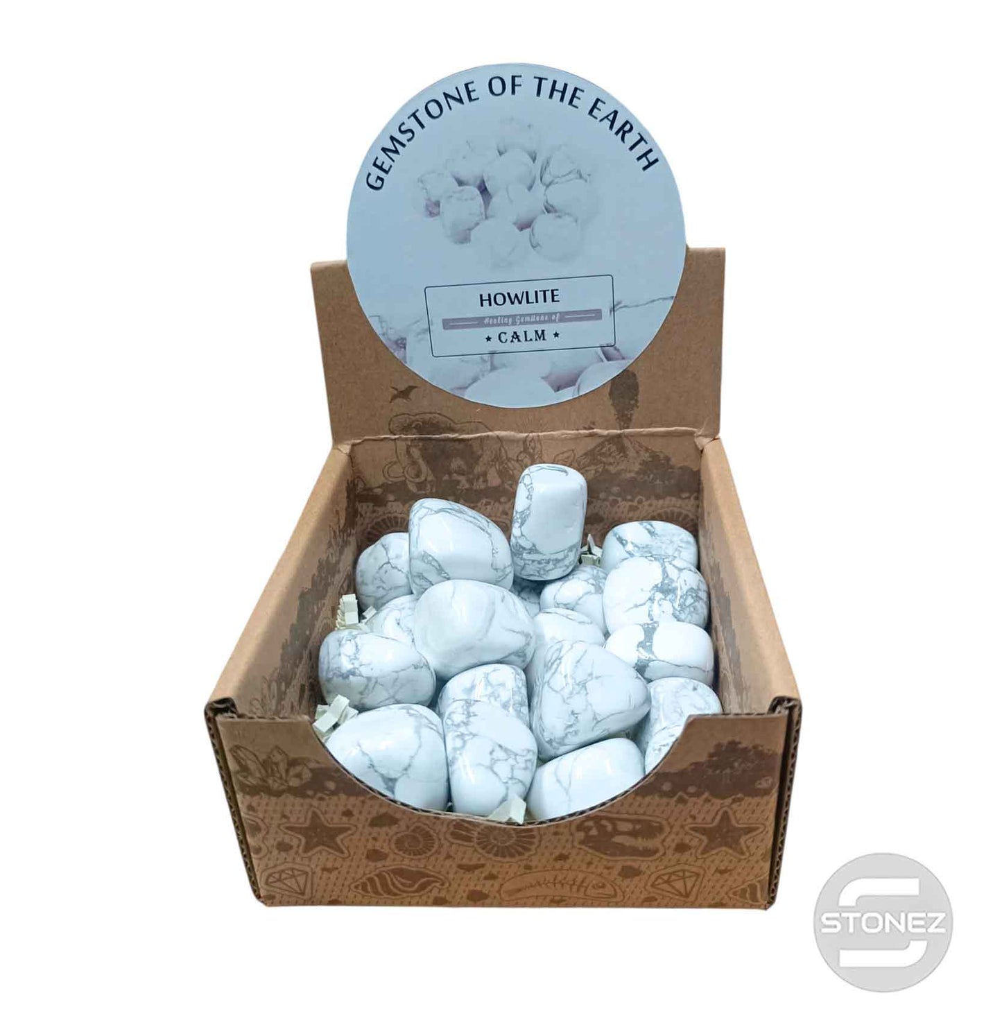 600104070 Caja Canto Rodado HOWLITE 500 gramos Tamaños Surtido Desde 2 Hasta 3 cms Aprox) El total de las piezas puede Variar