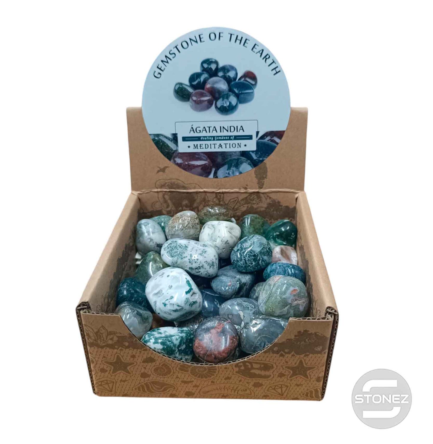 600104070 Caja Canto Rodado AGATA INDIA 500 gramos Tamaños Surtido Desde 2 Hasta 3 cms Aprox) El total de las piezas puede Variar