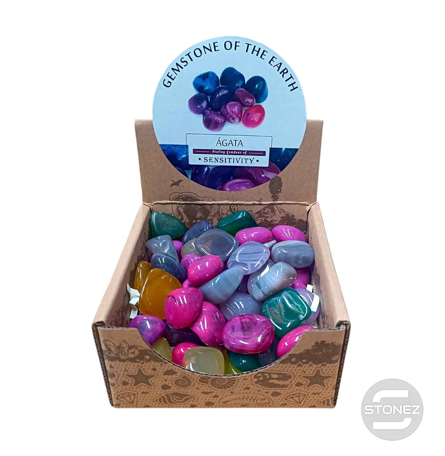 600104070 Caja Canto Rodado AGATA MULTI 500 gramos Tamaños Surtido Desde 2 Hasta 3 cms Aprox) El total de las piezas puede Variar