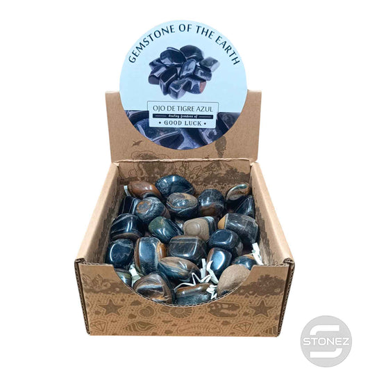 600104070 Caja Canto Rodado OJO TIGRE OSCURO 500 gramos Tamaños Surtido Desde 2 Hasta 3 cms Aprox) El total de las piezas puede Variar