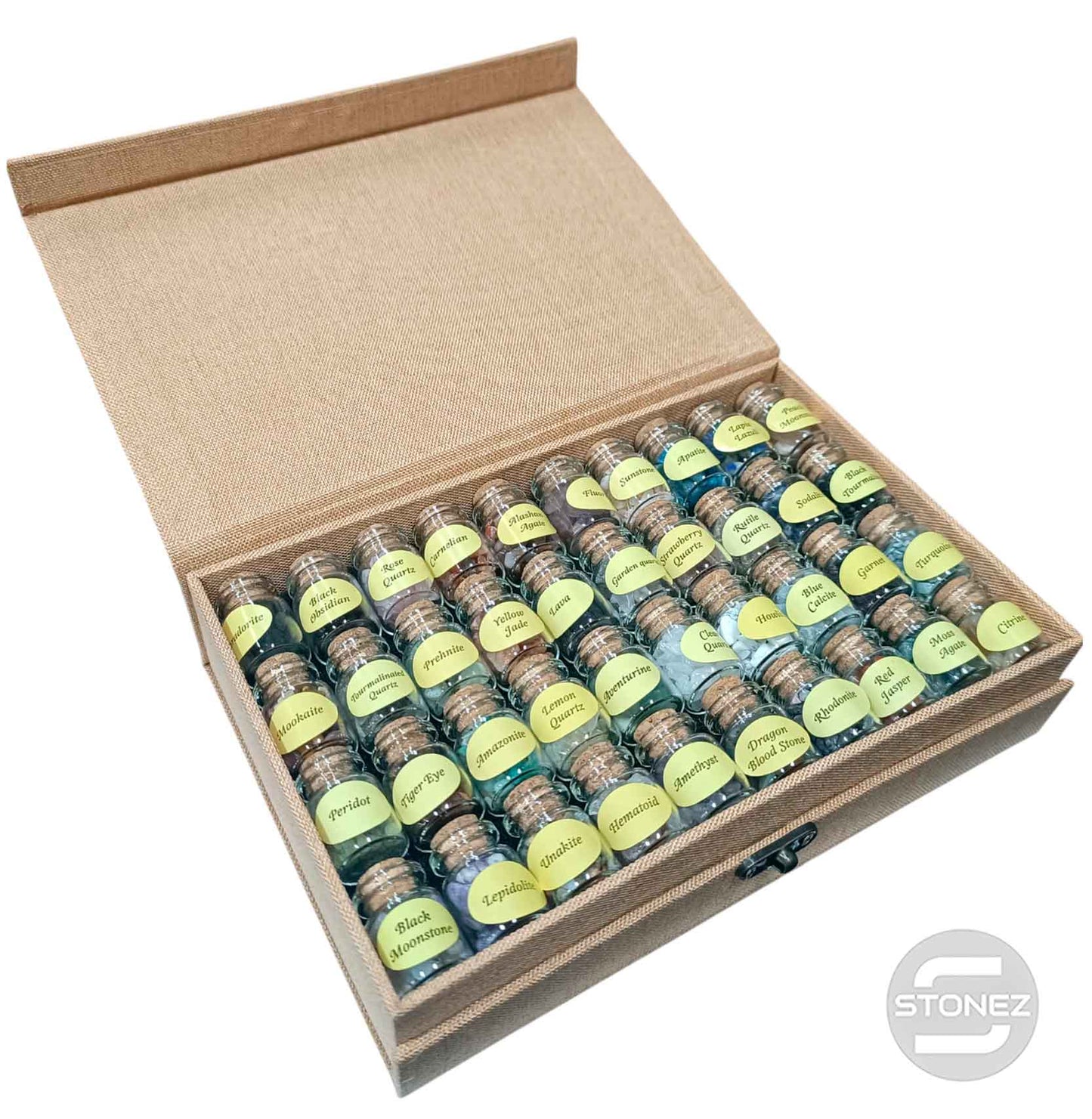 600104071 Coleccion 40 Botes Piedra Chips Minerales Surtidos Incluye Caja 23x15 cms