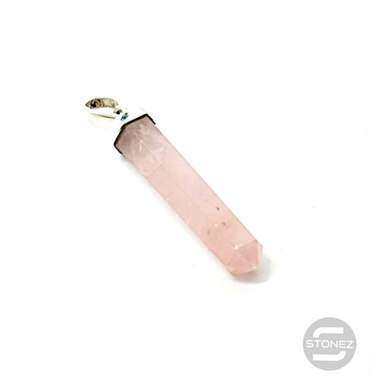 600201510-02 Colgante Plata 925 Punta Cuarzo Rosa 2 a 3 Cms Aprox.