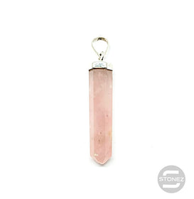 600201510-02 Colgante Plata 925 Punta Cuarzo Rosa 2 a 3 Cms Aprox.