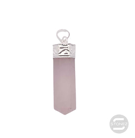 600201691-02 Colgante Punta Piedra Natural Cuarzo Rosa 3 Cms Aprox Engarzado En Metal