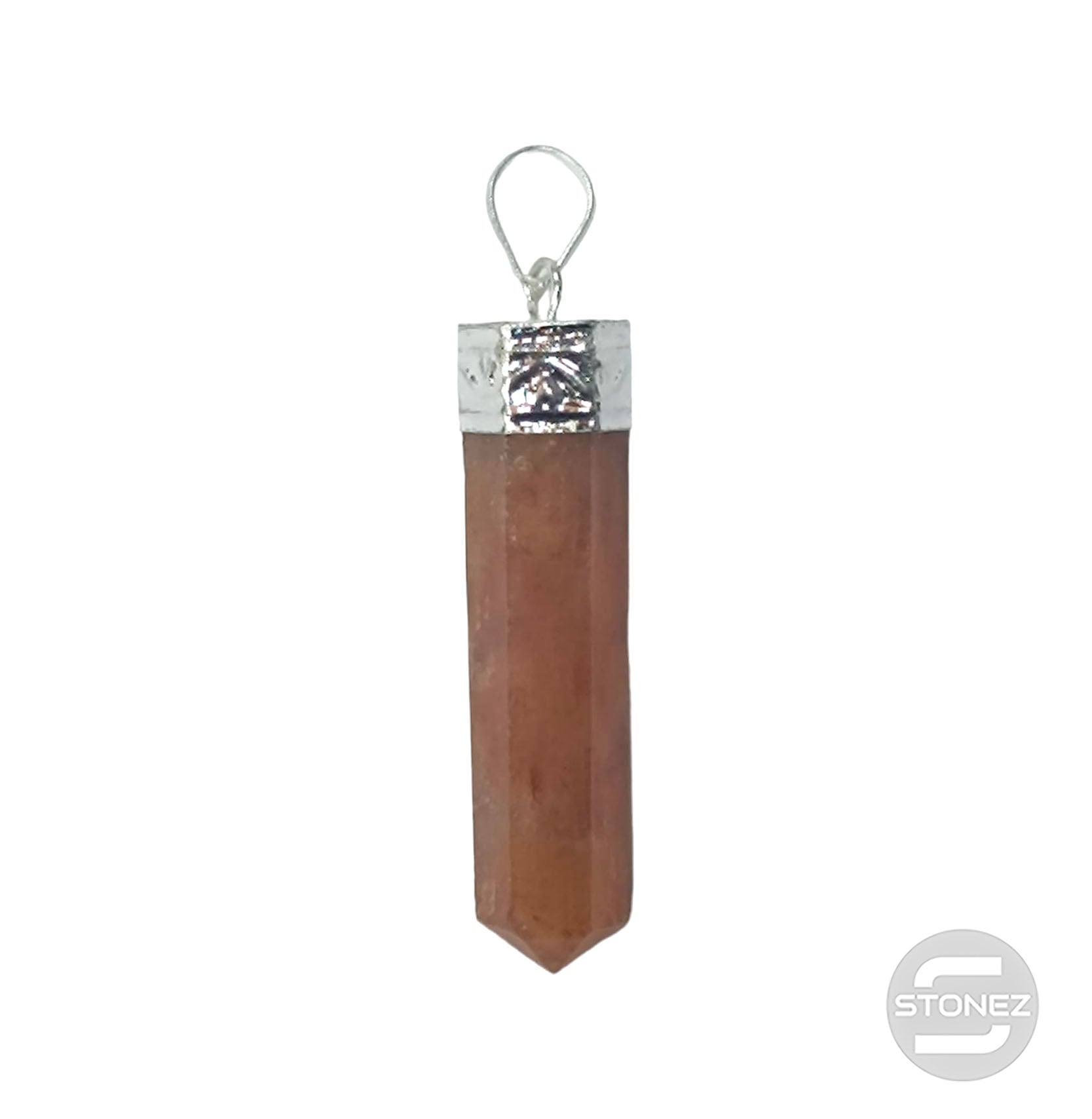 600201691-129 Colgante Punta Piedra Natural Aventurina Roja 3 Cms Aprox Engarzado En Metal