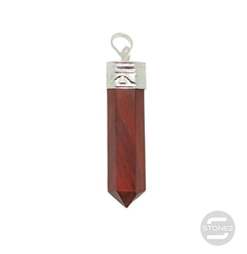 600201691-15 Colgante Punta Piedra Natural Jaspe Rojo 3 Cms Aprox Engarzado En Metal