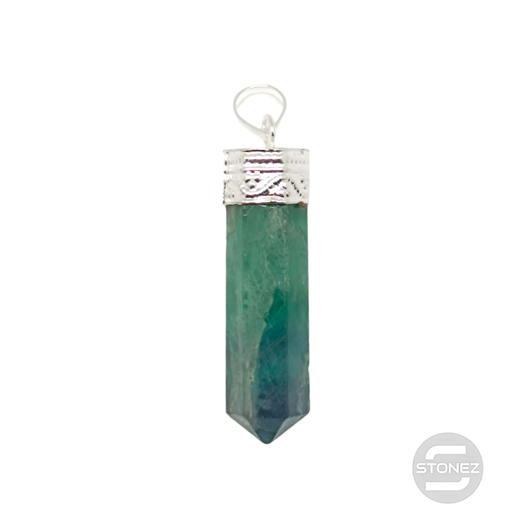 600201691-25 Colgante Punta Piedra Natural Fluorita 3 Cms Aprox Engarzado En Metal