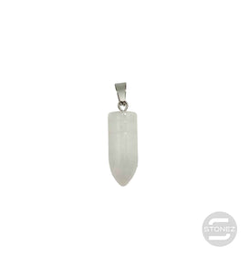 600101818 Colgante Piedra Cuarzo Blanco En Forma De Bala 3 Cms Aprox Engarzado En Metal