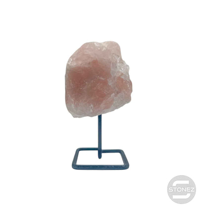 600203547 Piedra Natural Cuarzo Rosa En Bruto Con Base De Metal Altura 10 Cms Aprox (La Pieza Puedes Ser Ligeramente Diferente A La Foto) - stonez