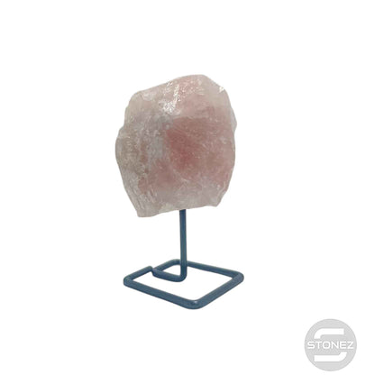 600203547 Piedra Natural Cuarzo Rosa En Bruto Con Base De Metal Altura 10 Cms Aprox (La Pieza Puedes Ser Ligeramente Diferente A La Foto) - stonez