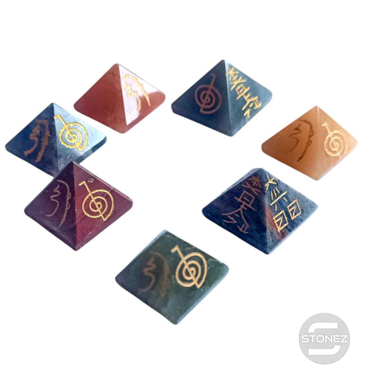 600203597 Juego 7 Chakras En Forma Piramides 4 x 4 Cms