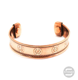 600301482 Pulsera Cobre Con Imán Grabado 7 Chakras.