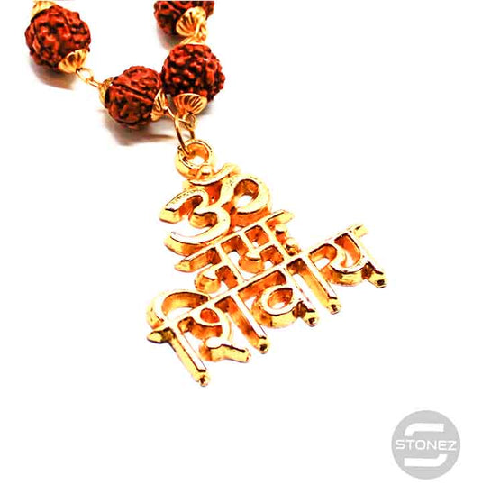 600301492-04 Collar Rudra Con DIje Simbolo Om Namah Shiva Bola 10 mm.